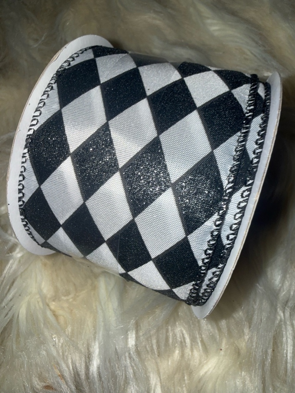Black and White Harlequin Ribbon Roll